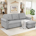 Gray Modular Convertible Sleeper Sofa Bed with Storage Chaise K611122