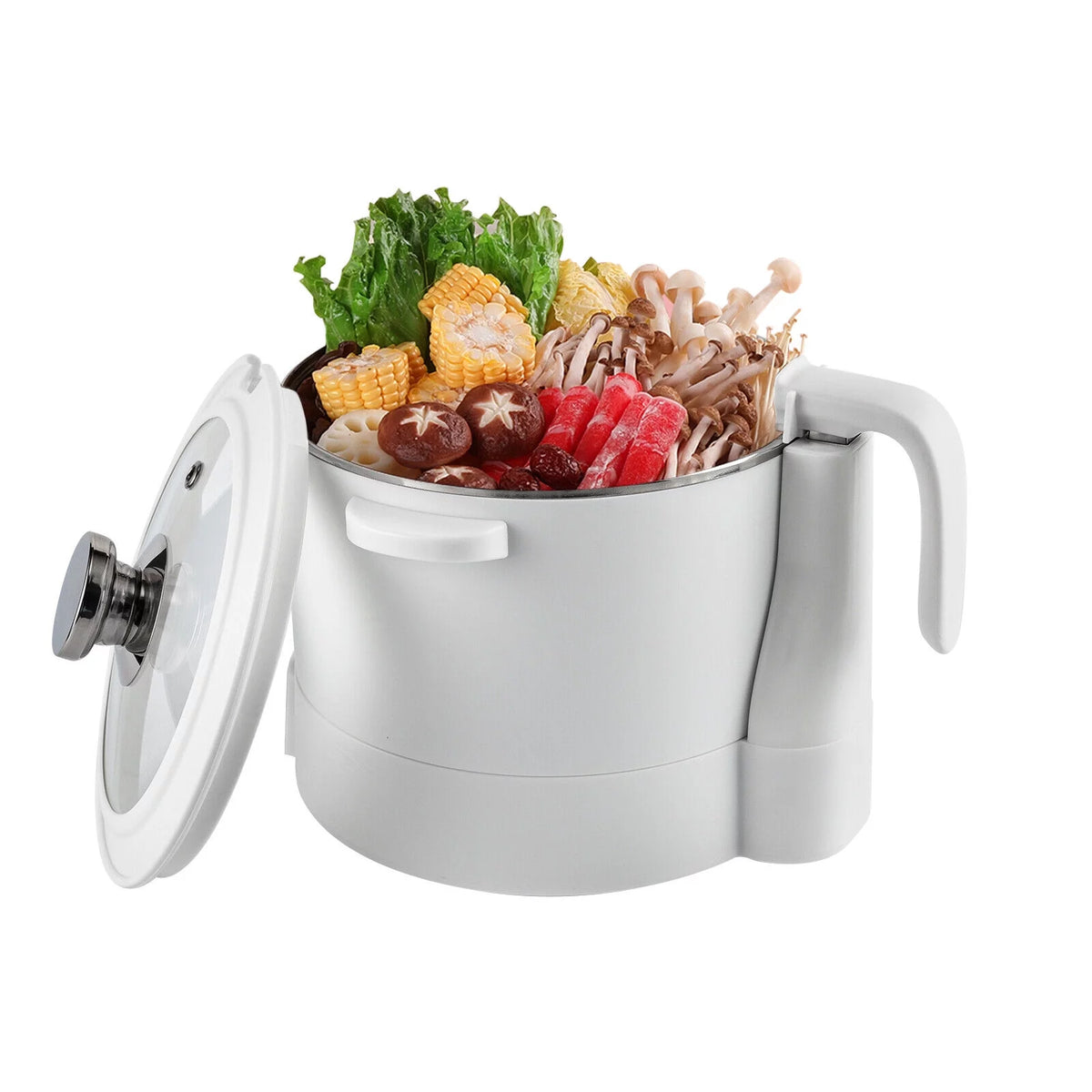 3L Automatic Lifting Electric Hot Pot with Steaming Basket 304 Stainless Steel E378364