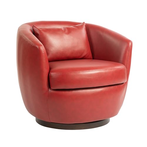 Light Beige PU Leather Swivel Barrel Chair with Hidden Storage D927