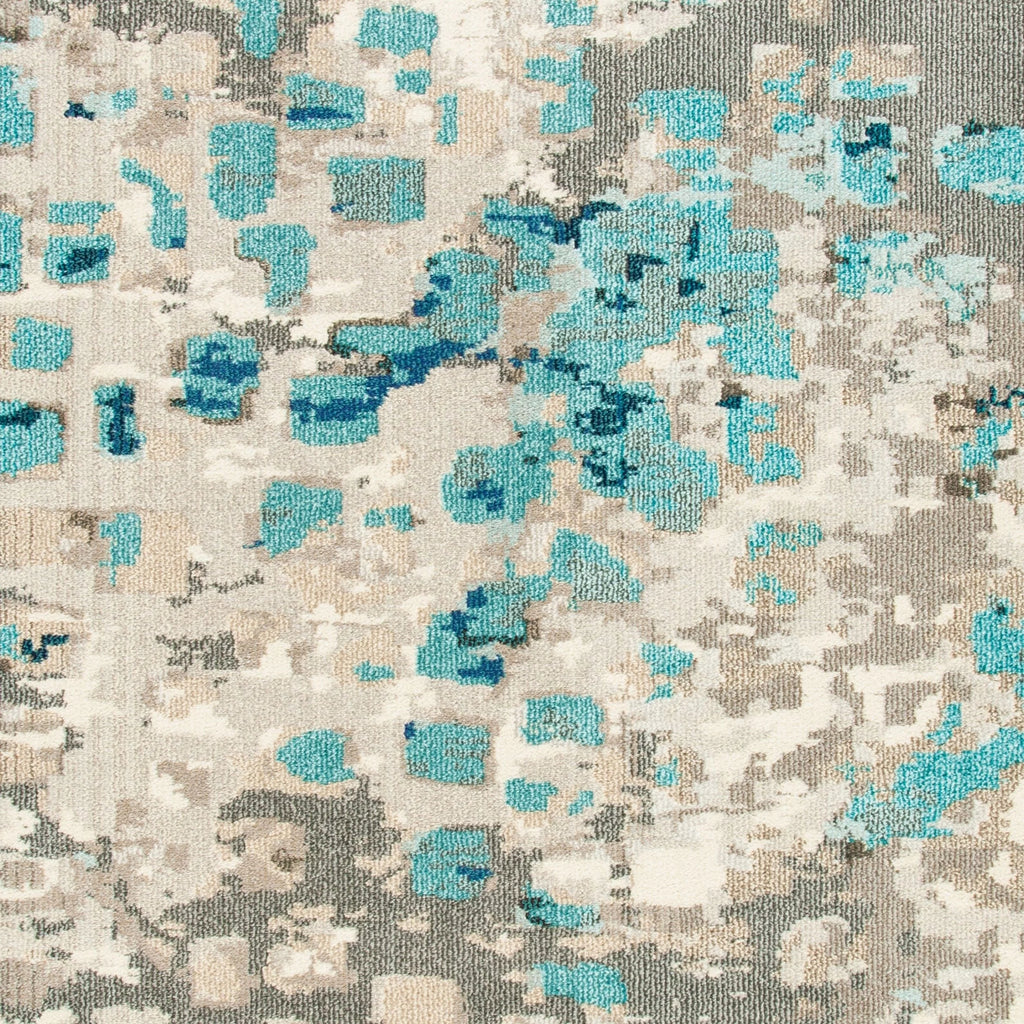 Grey/Blue Abstract Polka Dots Area Rug, 9' x 12' S2115