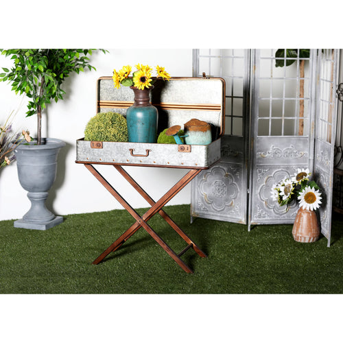 32" x 32" Gray Metal Accent Table E6762