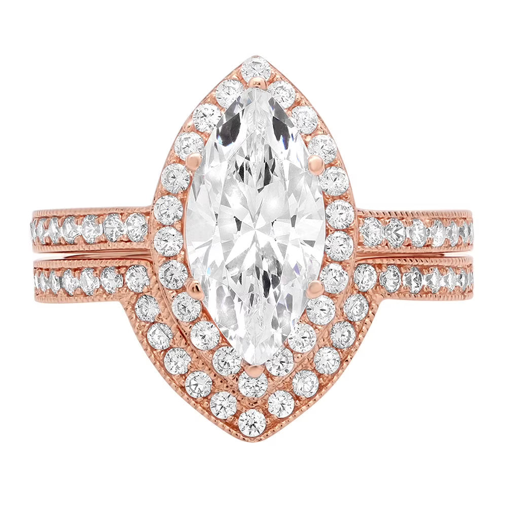 18K Rose Gold Halo Engagement Ring with Cultured Diamond M62199