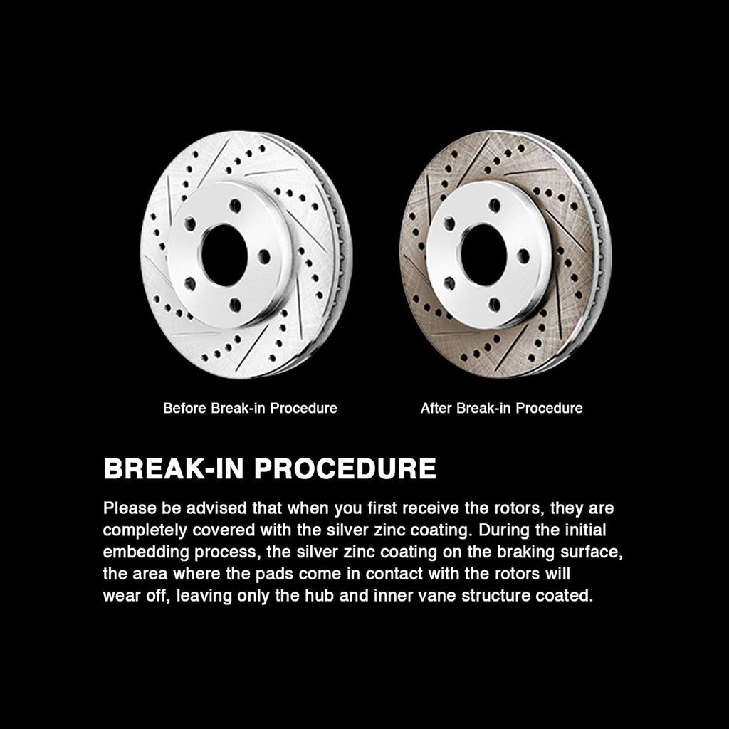 Silver Drilled Slotted Brake Rotors and Semi Metallic Brake Pads F646