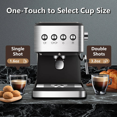20 Bar Stainless Steel Espresso Machine with Milk Frother S1386