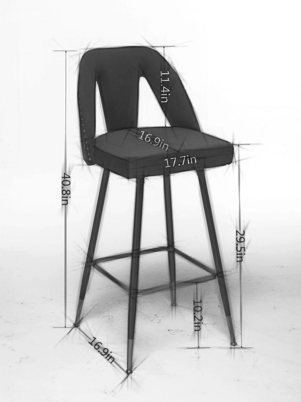 Velvet Upholstered Bar Stools with Back 30 inch Seat Height Set of 4 K105320