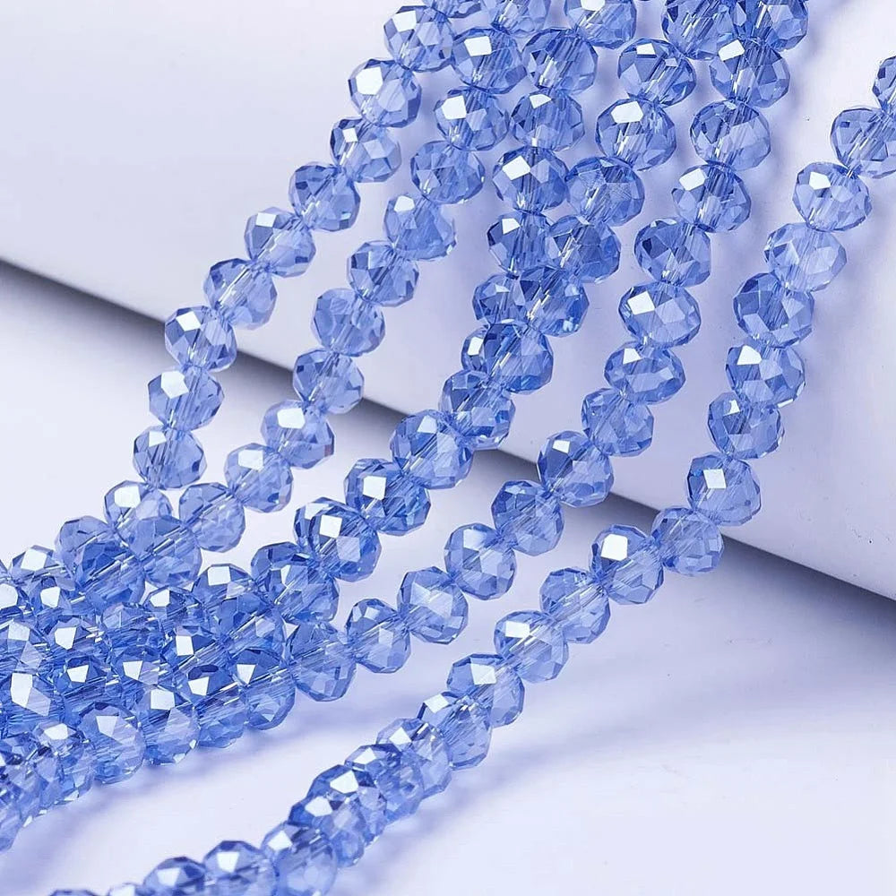 10x8mm Electroplate Glass Beads Strands Royal Blue S645