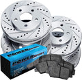 Silver Drilled Slotted Brake Rotors and Semi Metallic Brake Pads F646