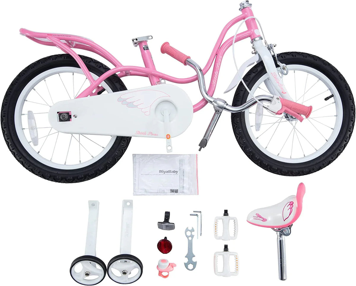 12 In. Beginner Bicycles with Training Wheels, Pink and White H48963