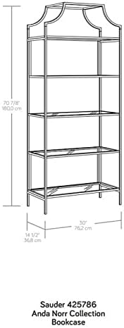 5 Shelf Metal Framed Glass Bookcase in Flat White I516378
