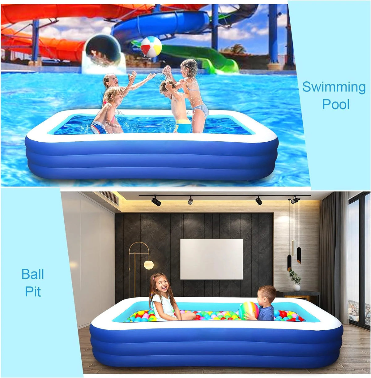 Inflatable Pool 118 X 68 X 22 Oversized Thickened N29343