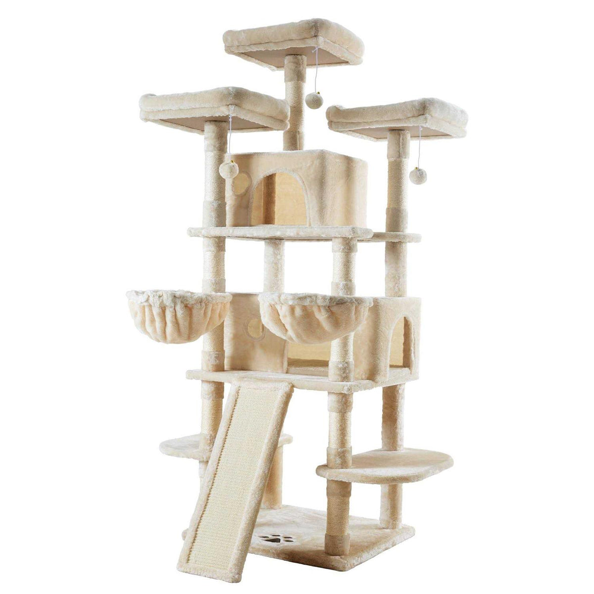 68 Inches Multi-Level Cat Tree with Cat Condo Plush Perches Sisal Scratching Y1007