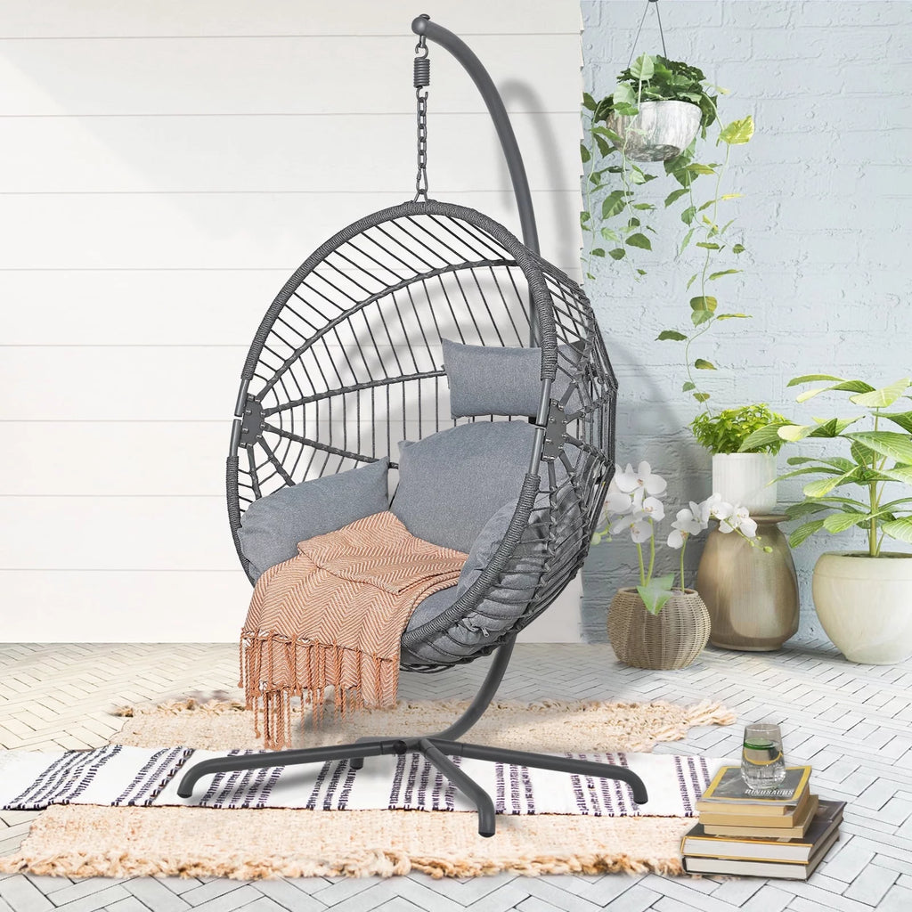 Oversized Dark Gray Hammock Chair with Stand X30259