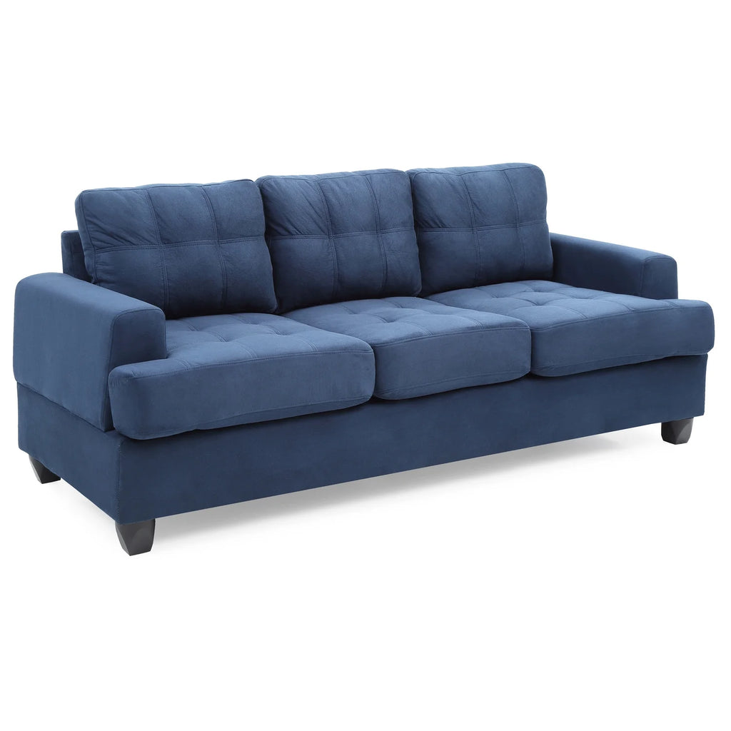 Navy Blue Microsuede Sofa M7478