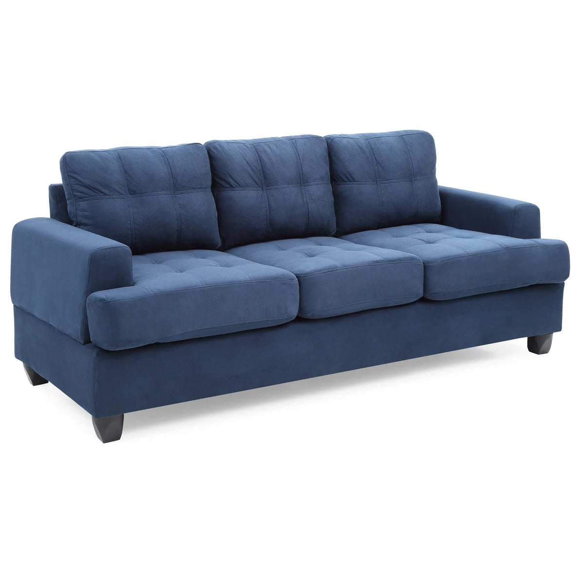 Navy Blue Microsuede Sofa M7478