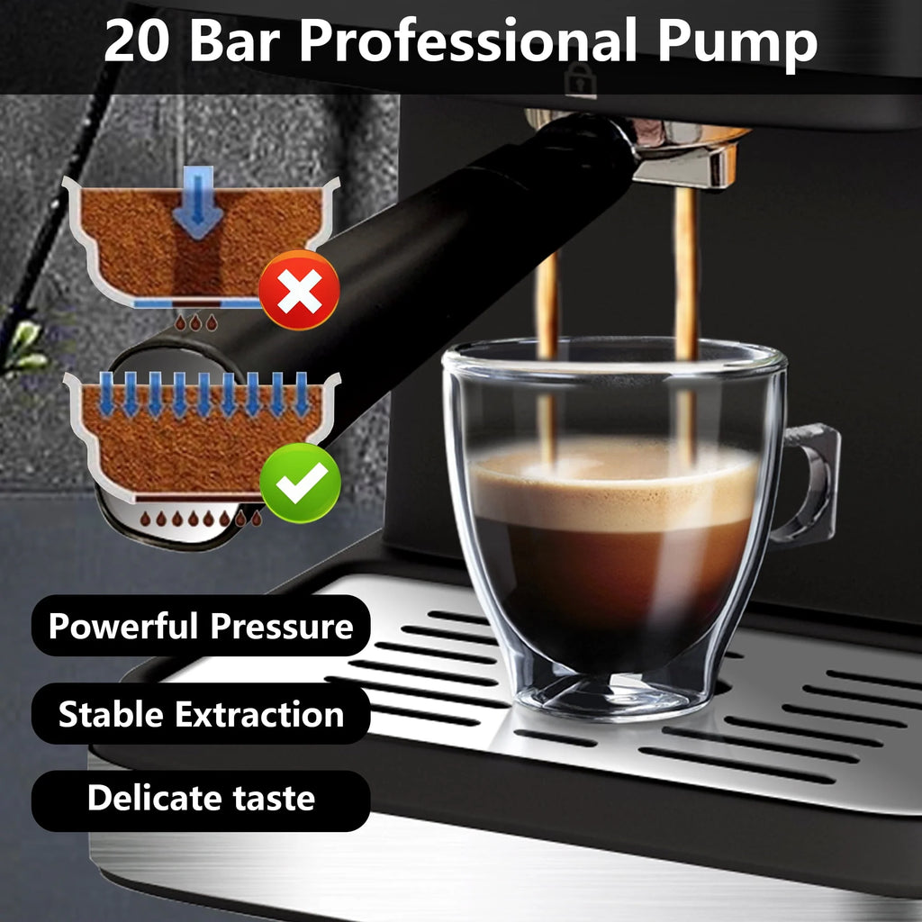 20 Bar Stainless Steel Espresso Machine with Milk Frother S1386