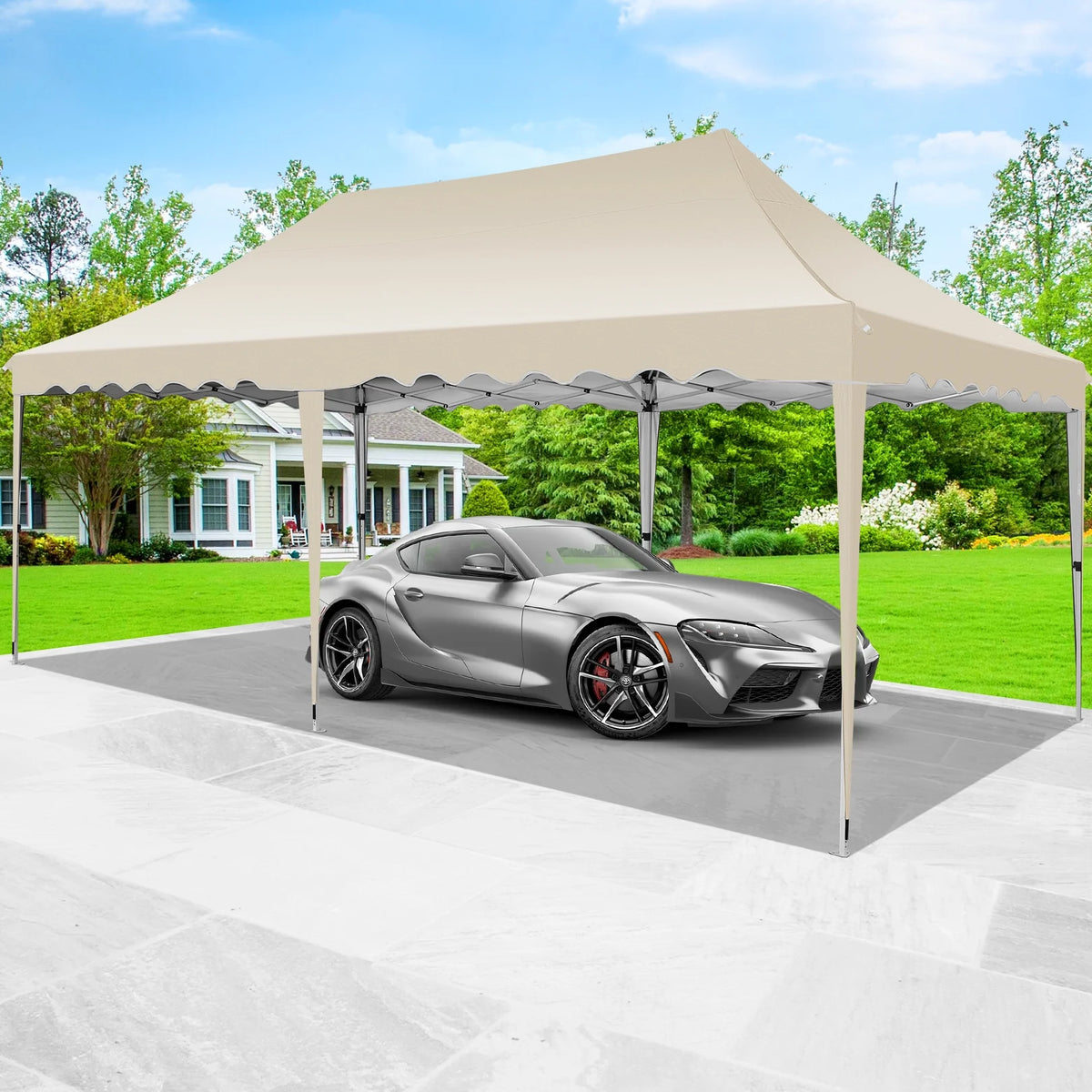 10' x 20' Pop Up Canopy Party Tent with Carry Bag, Khaki K1521
