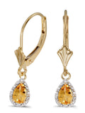 Pear Citrine And Diamond Leverback Earrings F5290