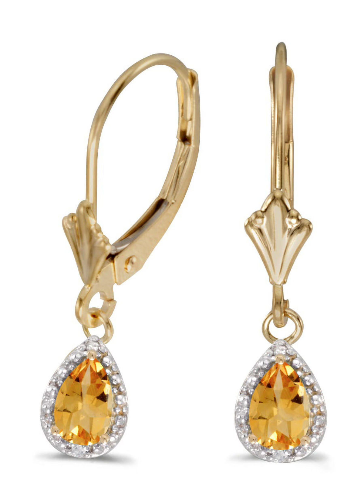 Pear Citrine And Diamond Leverback Earrings F5290
