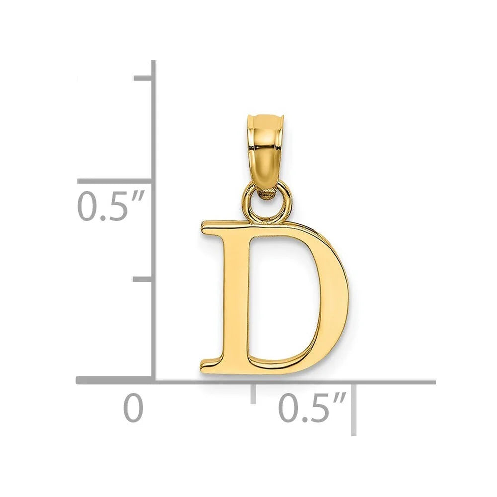 14k Yellow Gold Polished D Block Initial Pendant A888