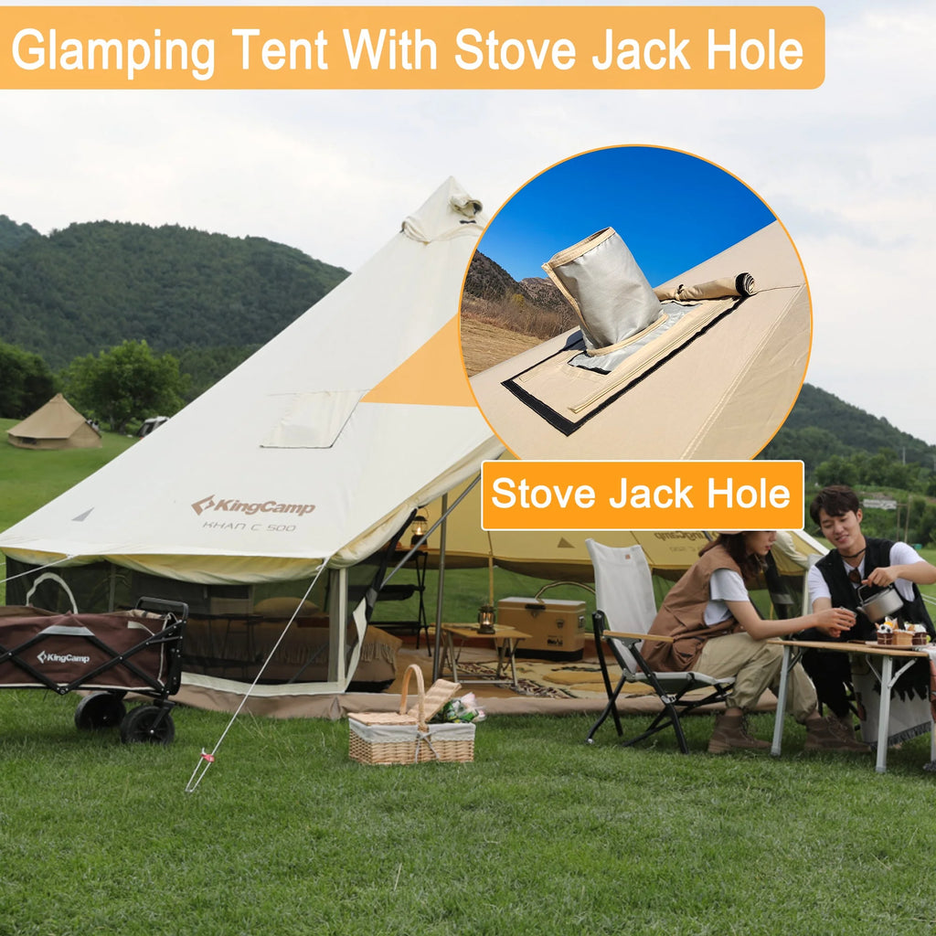 Canvas Bell Tent with Stove Jack Hole, 8-People 4 Seasons I37036