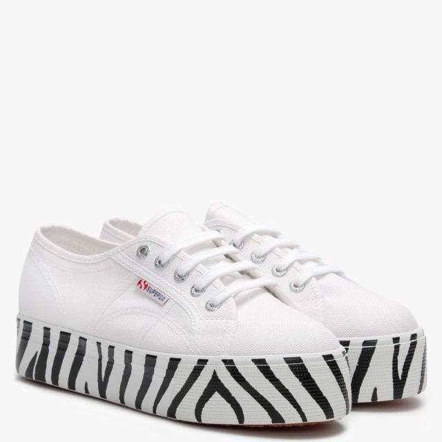 White Canvas Flatform Trainers G421996
