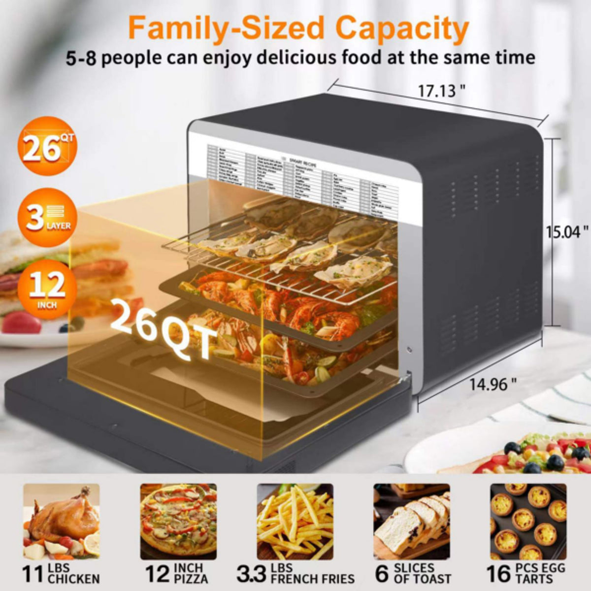 26-Quart Black Stainless Steel Steam Convection Oven O9533