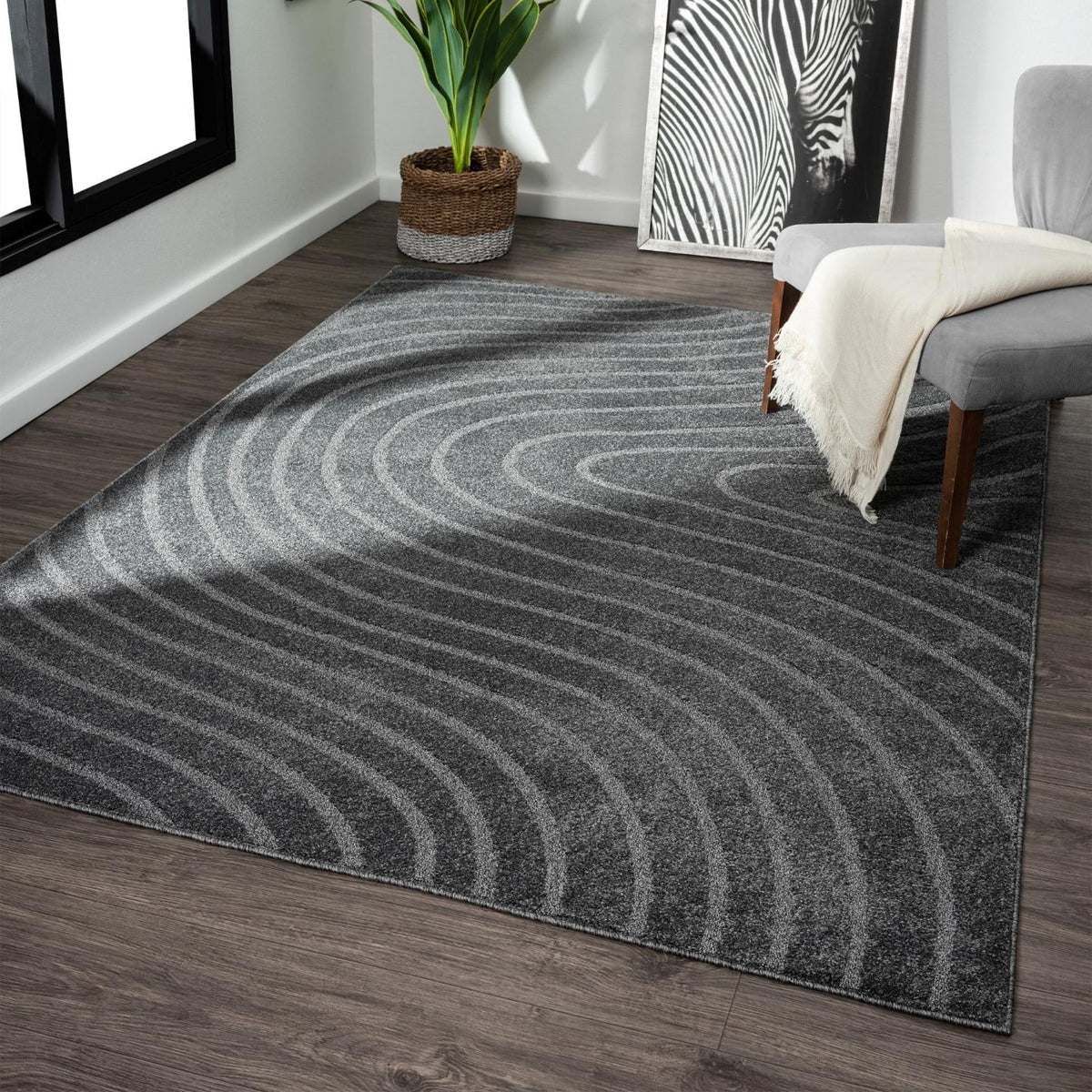 Modern Geometric Wave 8x10 Area Rug W931710