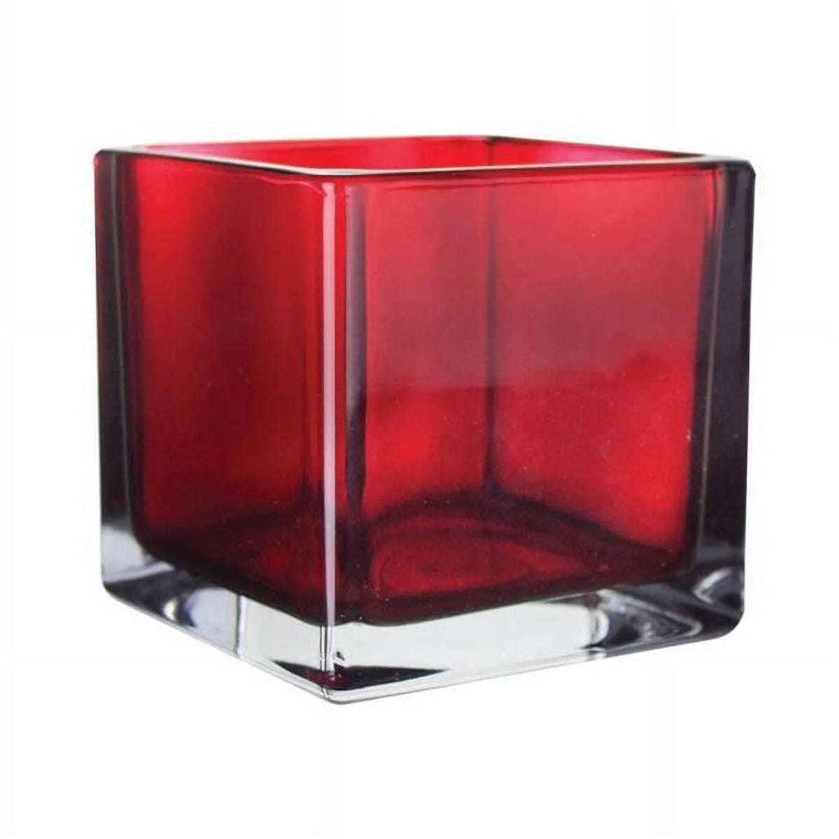 5 in. Ruby Red Cube Glass Vase U42104