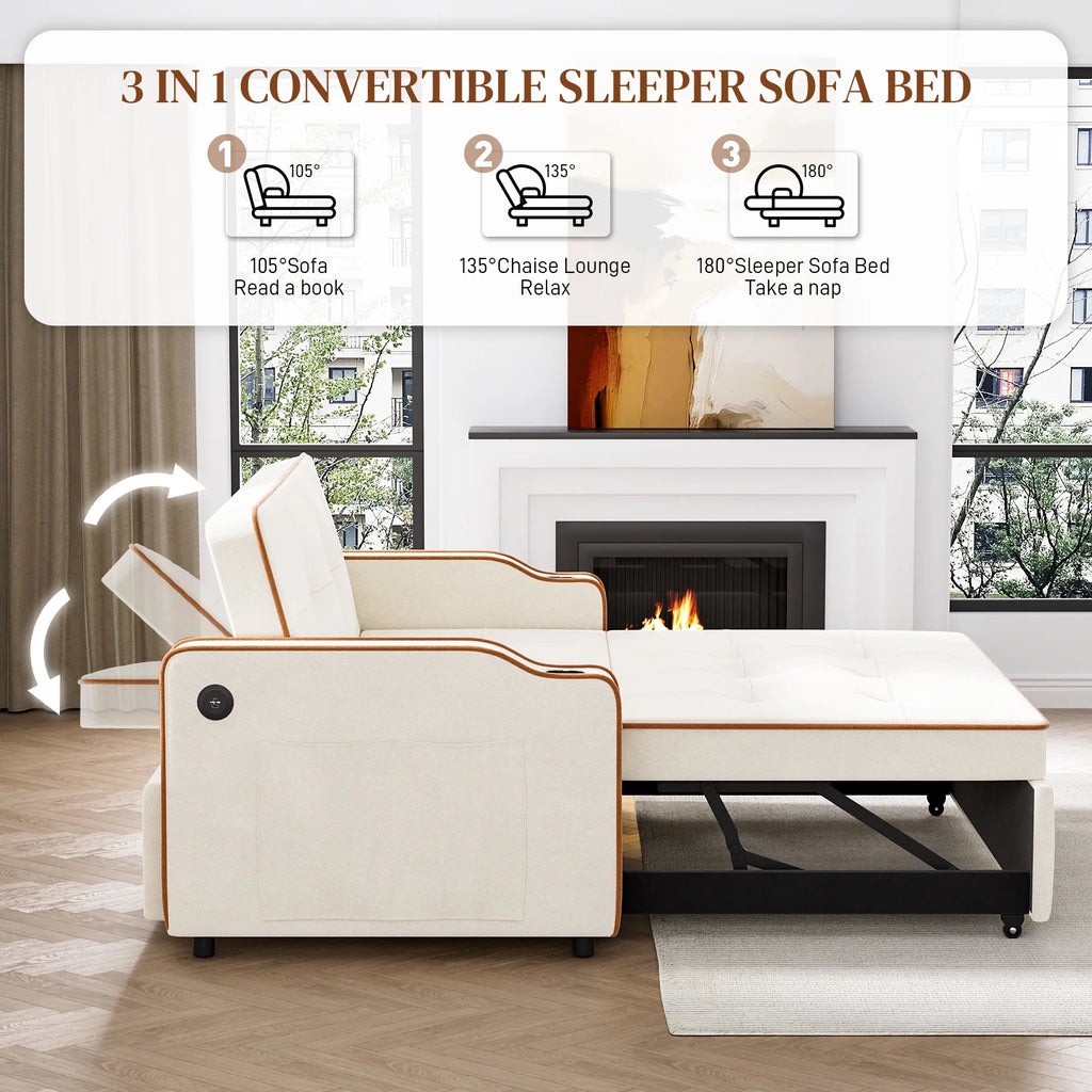 3 in 1 Convertible Sleeper Sofa Couch with Pullout Bed A350804