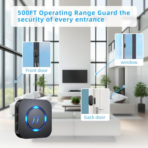 Wireless Door Sensor Chime 500 FT Range 26 Chimes 2 Sensors 1 Receiver S58624