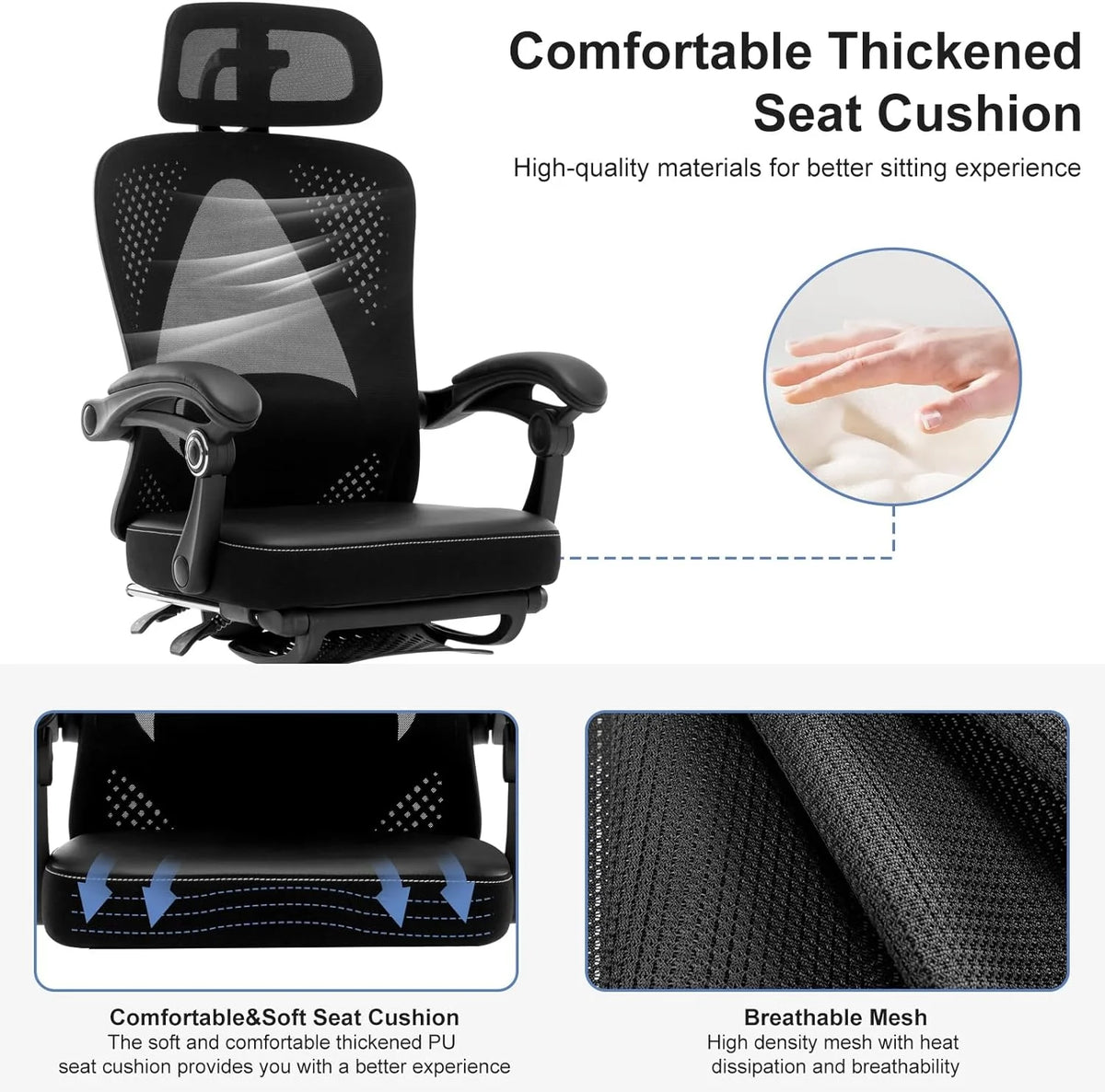 Black Ergonomic High Back Office Chair with Lumbar Support D283