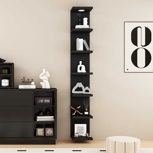 7 Tier Black Wall Shelf with LED Remote Control Light M452
