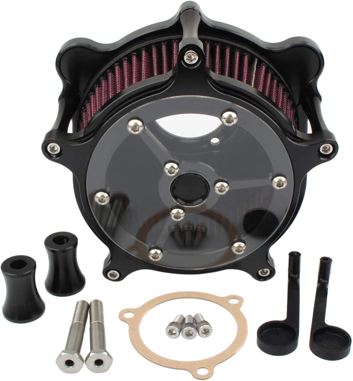 Motorcycle Air Cleaner Intake Filter System Kit Chrome H5115