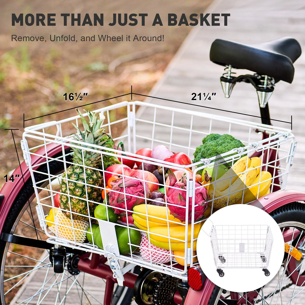24 Inch 7 Speed Adult Trike with 2 Baskets Matte Gray J388739
