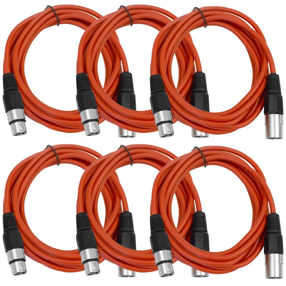 25' XLR Male to XLR Female Microphone Cables 6 Pack R375286