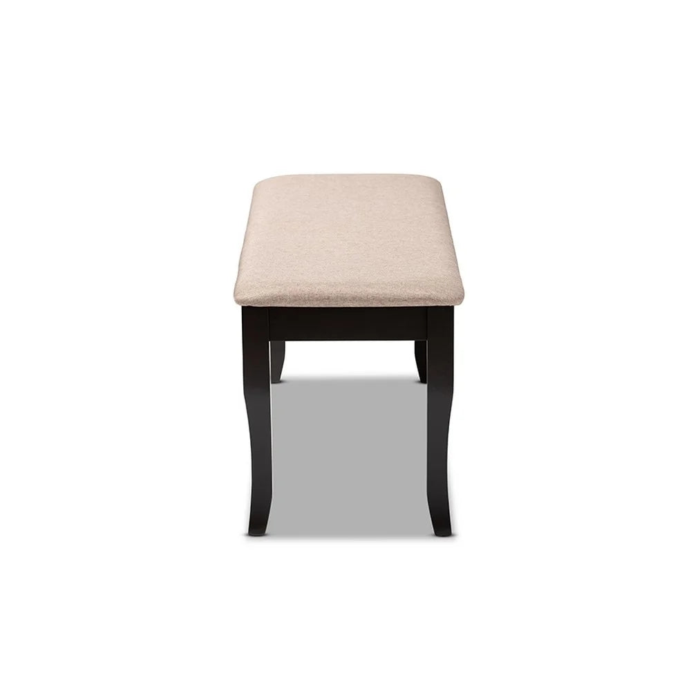 Sand Fabric Upholstered Wood Dining Bench R1456