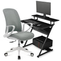Grey Standing Computer Desk with Monitor Shelf P2727