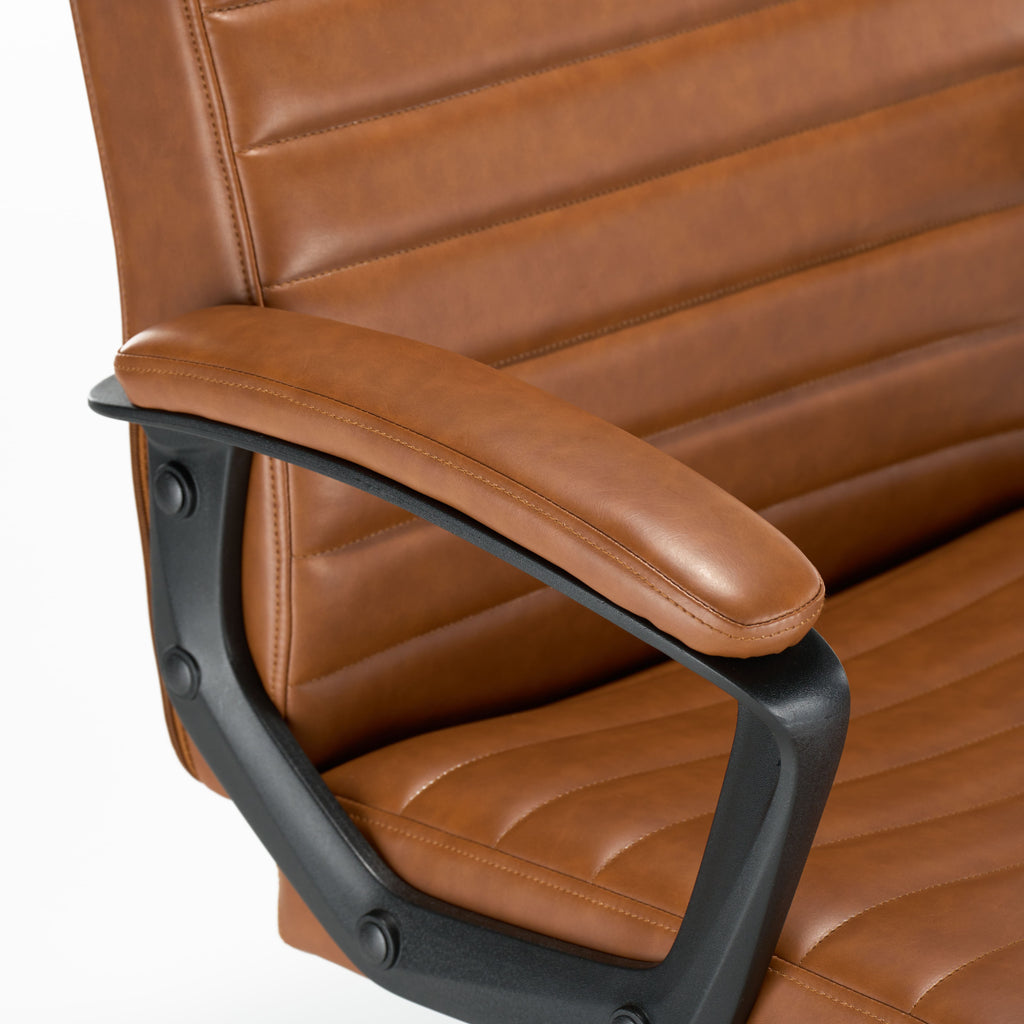 Cognac Bonded Leather Ergonomic Desk Chair N661045