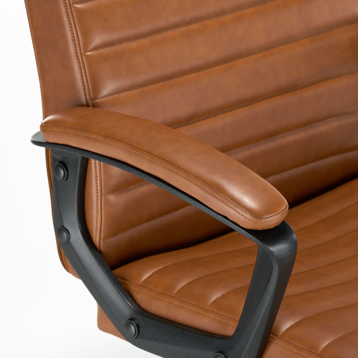 Cognac Bonded Leather Ergonomic Desk Chair N661045