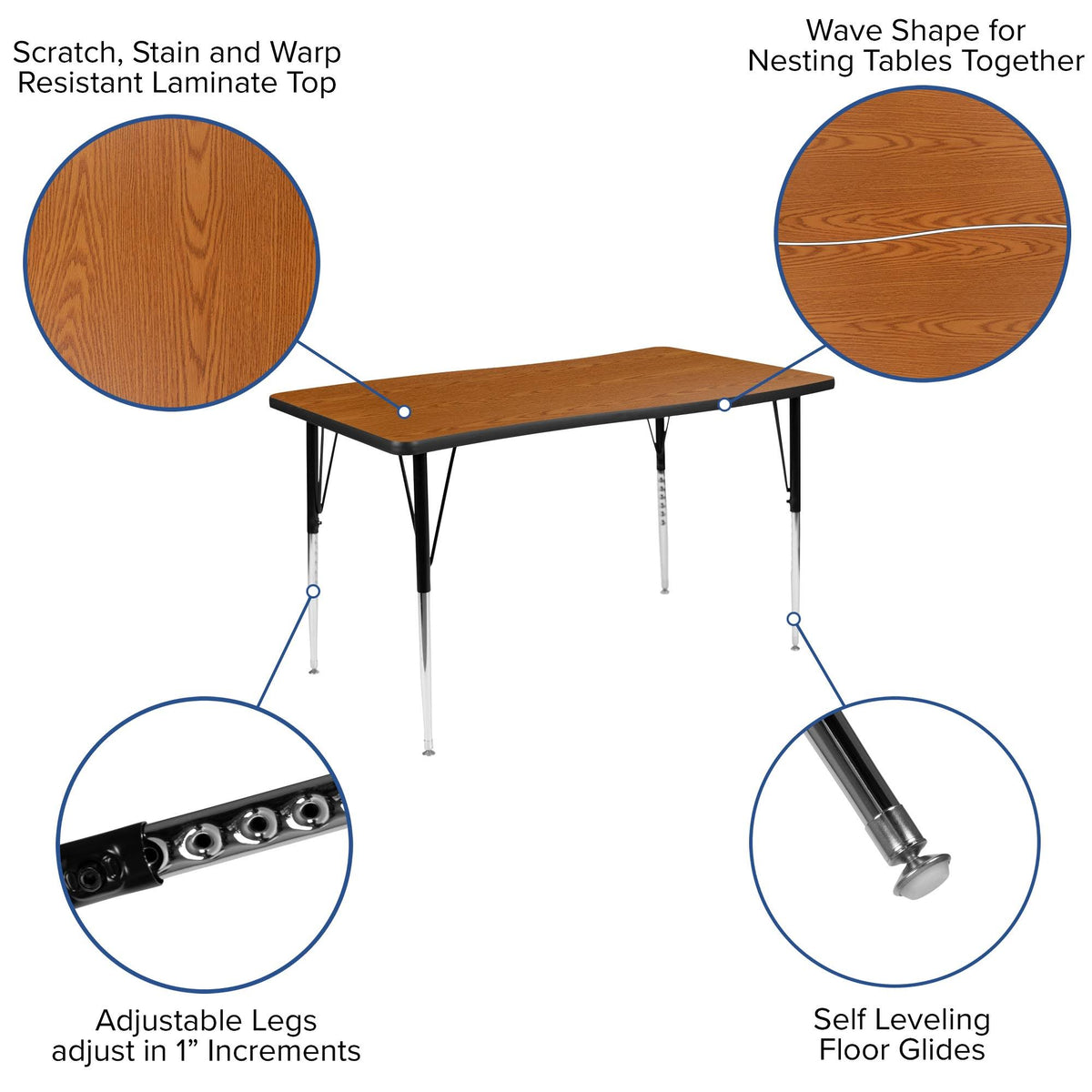 Rectangular Oak Laminate Activity Table R9083