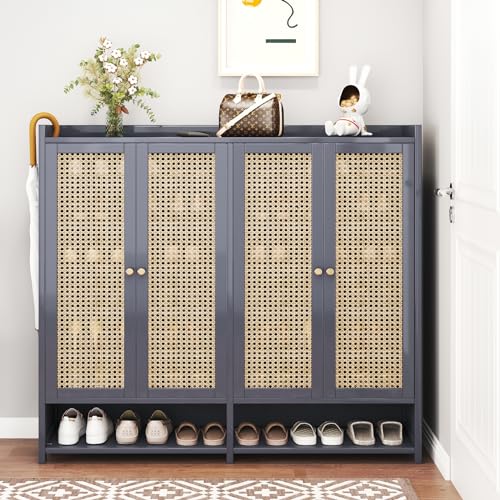 Bamboo 8 Tier Shoe Storage Cabinet with Doors and Drawers P116