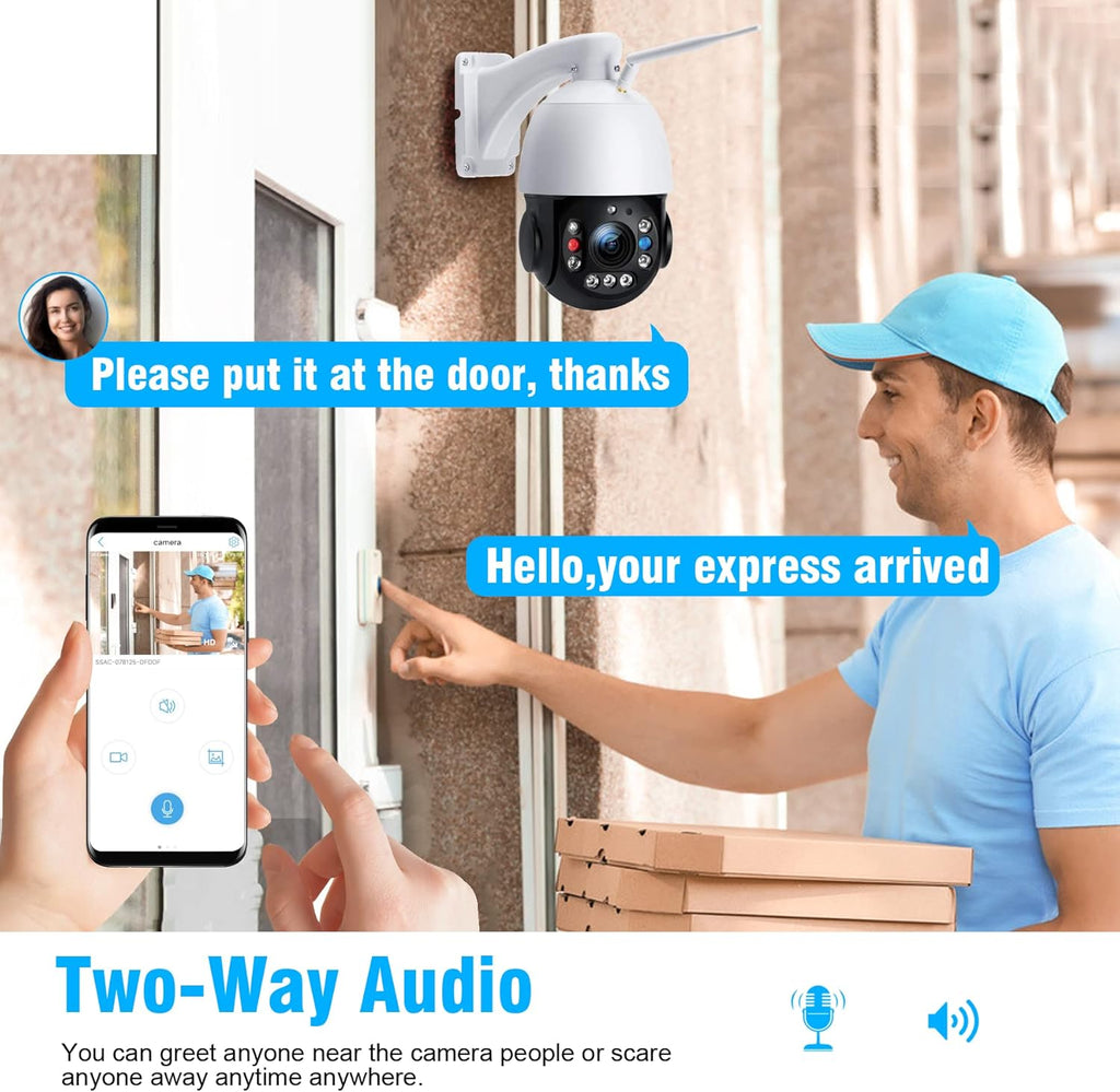 PTZ Security Camera Outdoor 30X Optical Zoom WiFi 5MP IP Camera Night Vision 2-Way Audio IP66 Waterproof C4304