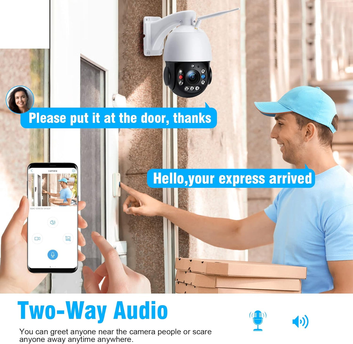 PTZ Security Camera Outdoor 30X Optical Zoom WiFi 5MP IP Camera Night Vision 2-Way Audio IP66 Waterproof C4304