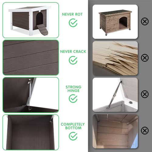 Weatherproof Insulated Small Animal House with Openable Roof, Elevated Feet, Brown B2063