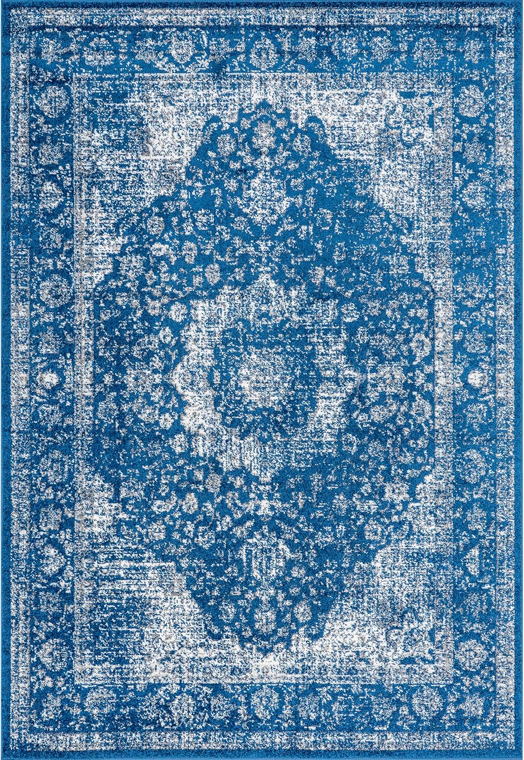 Dark Blue Vintage Runner Rug A975608