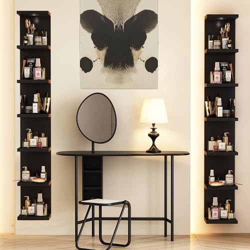 7 Tier Black Wall Shelf with LED Remote Control Light M452
