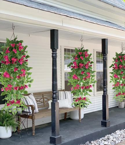 2pcs Artificial Bougainvillea Hanging Flowers 40" Faux Silk Bougainvillea Flower Vines (Rose Red) H7826