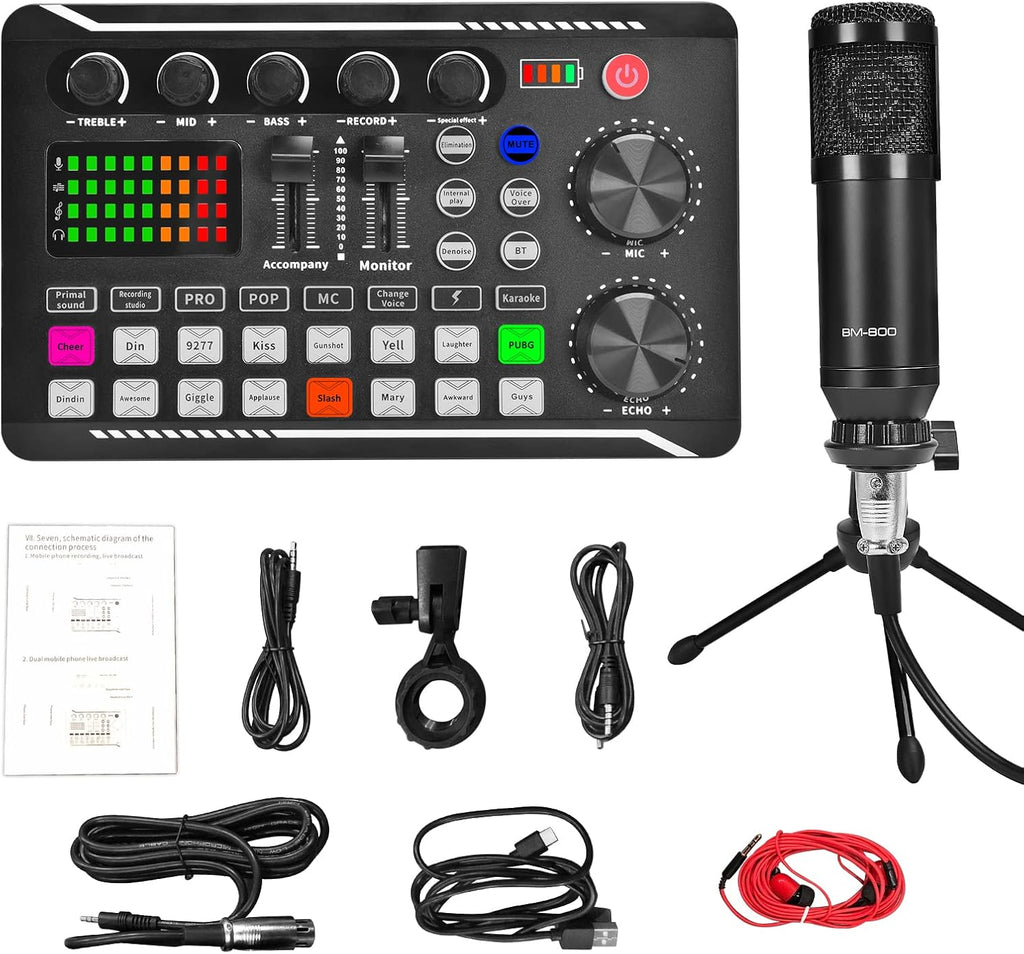 Audio Interface with DJ Mixer and Sound Card Microphone N149