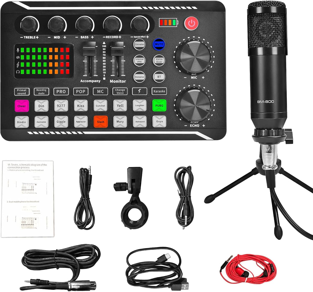 Audio Interface with DJ Mixer and Sound Card Microphone N149