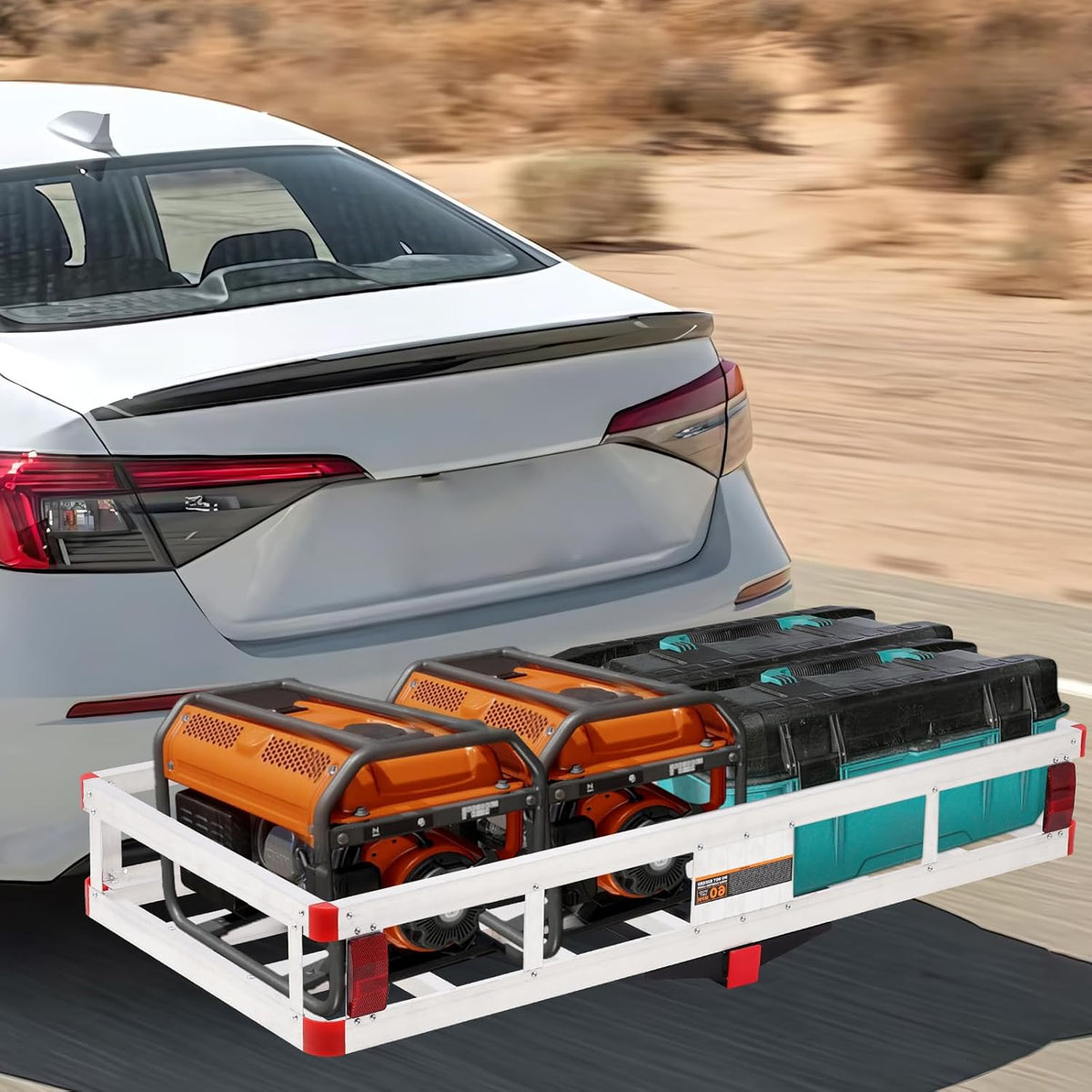 Aluminum Cargo Carrier Basket 49.4 x 22.4 x 7.1 inch for 2" Hitch Receiver 500lb Capacity Silver X18136